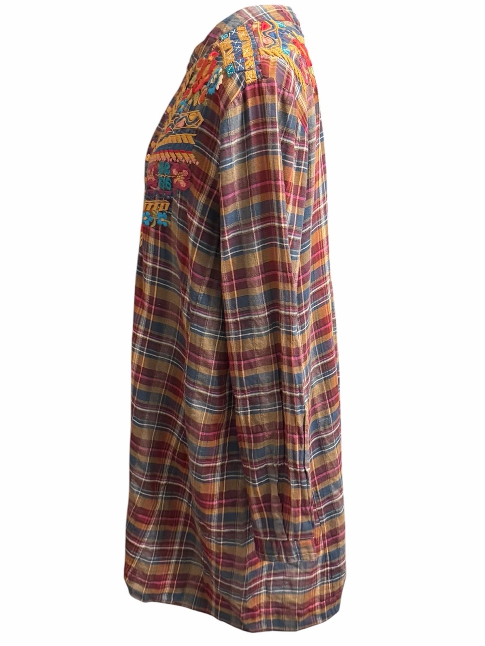 Johnny Was Plaid Embroidered Tunic Dress L Multicolor #7350 - Picture 6 of 11